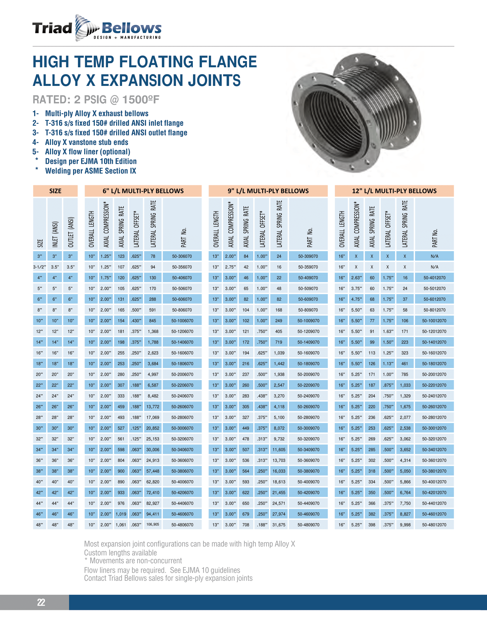 9" L/L Multi-Ply Bellows - Size 3” - Image 3