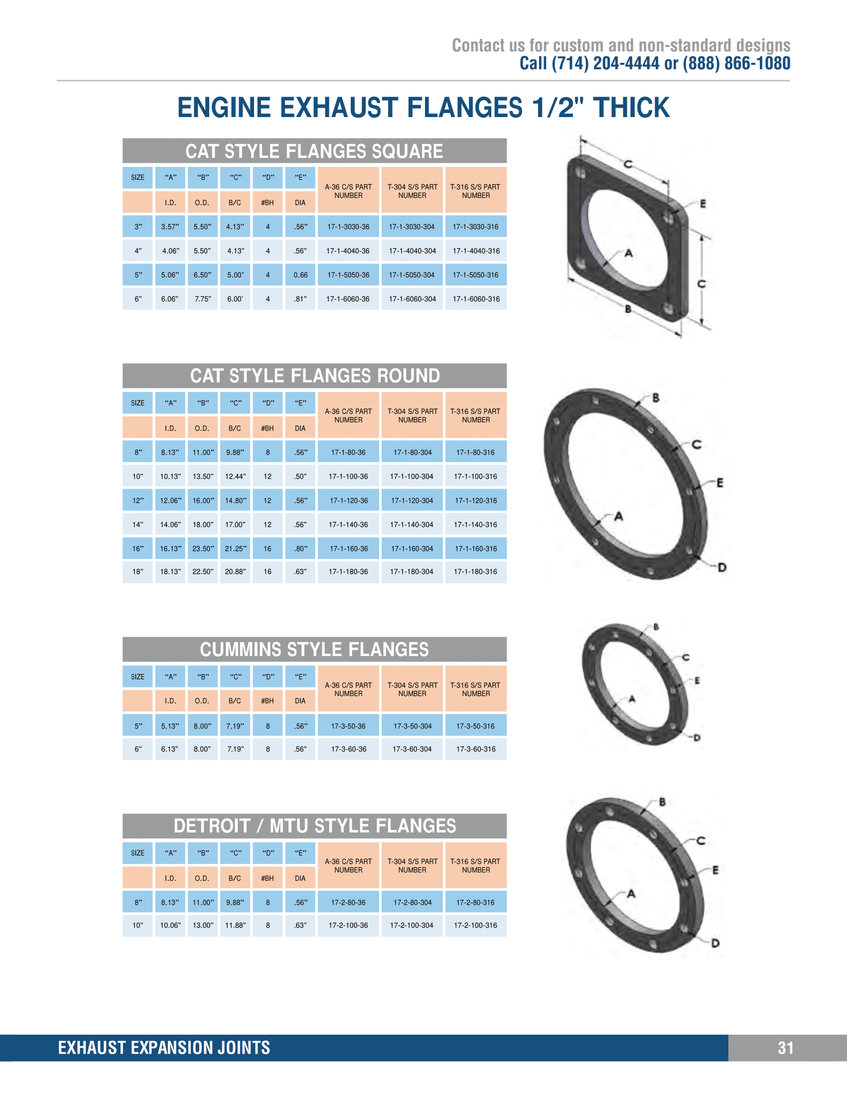 Cat Style Flanges Square - Size 3” - Image 3